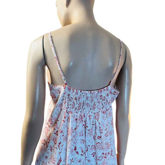 Aqua Midi Dress Size Large Made in India 100% Cotton Smocked Back Panel Lined - Picture 9 of 10